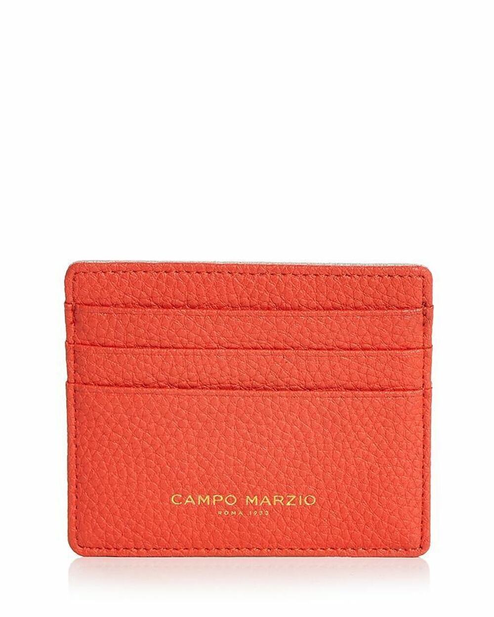CAMPO MARZIO LEATHER DOUBLE SIDED CARD CASE, ORANGE GREY, NWT